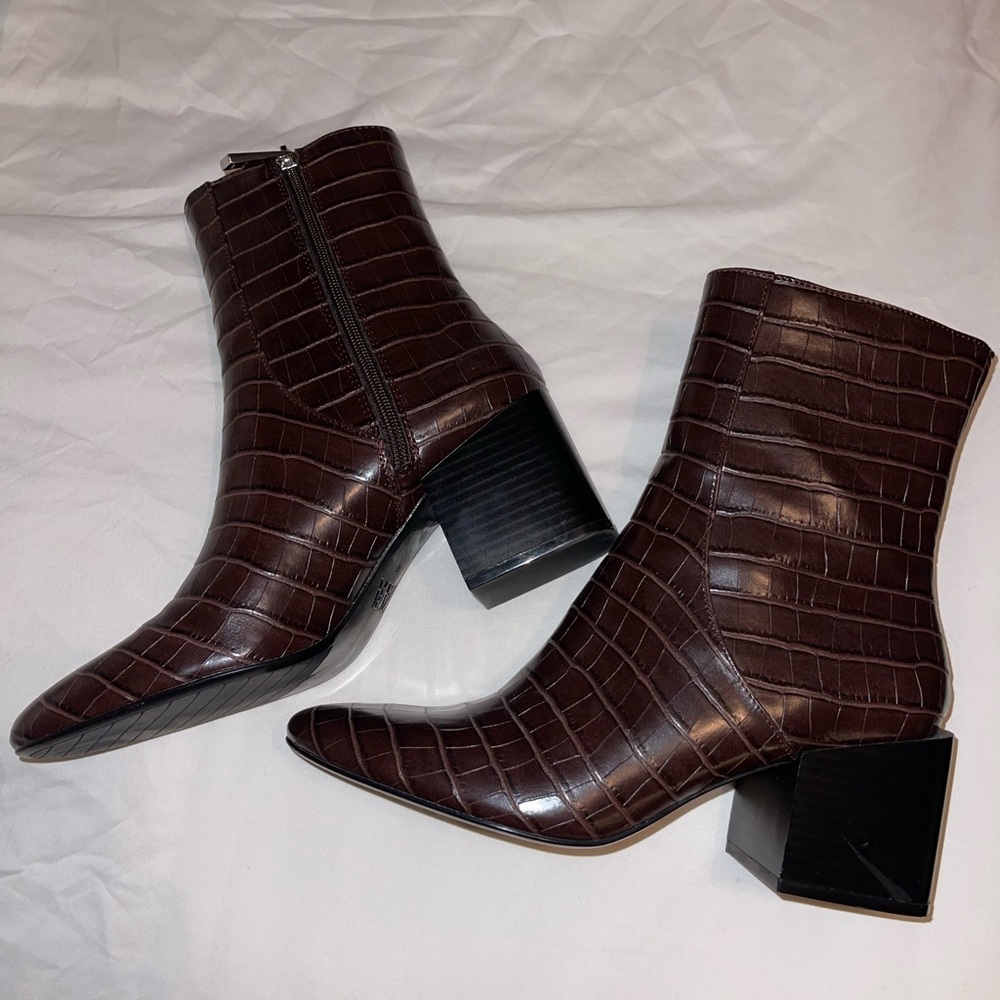 Brown Leather Booties (Zara)